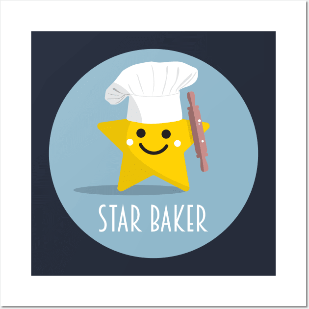 Cute Star Baker with Rolling Pin Wall Art by VicEllisArt
